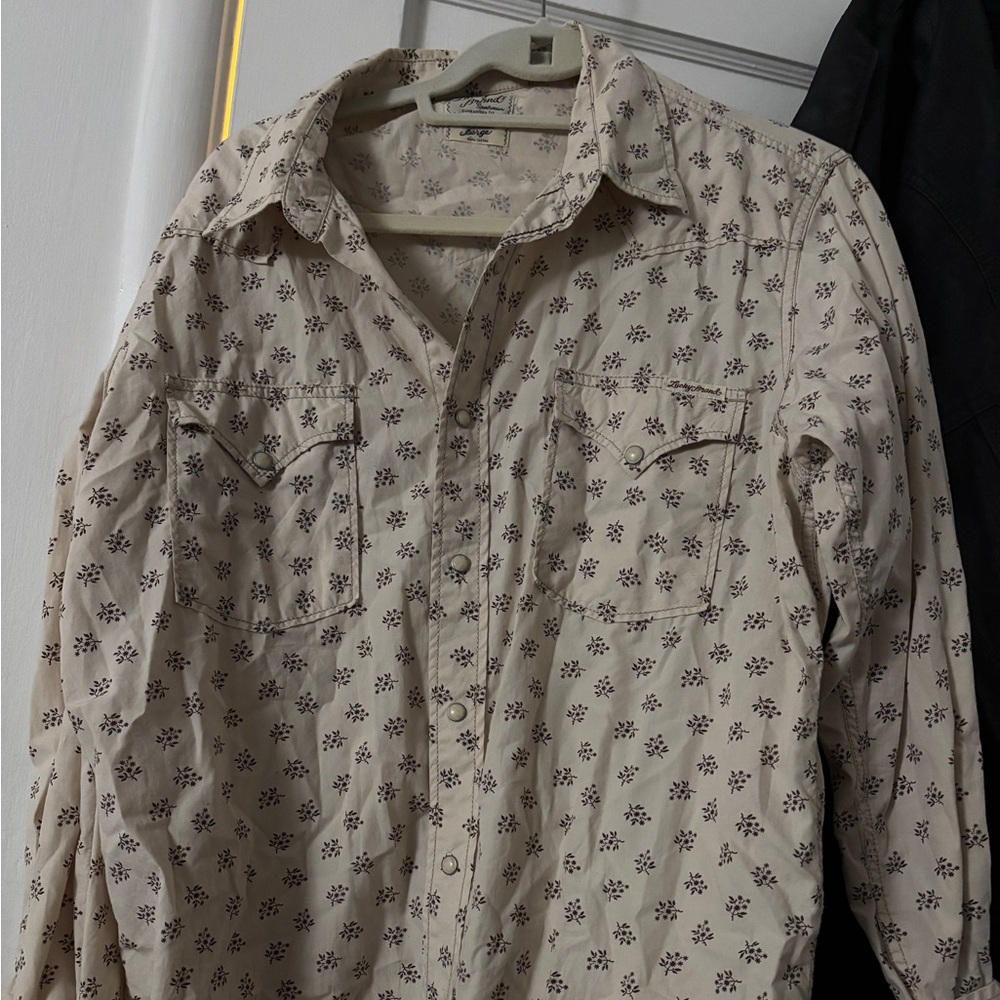 Lucky Brand Cream and Brown Floral Shirt